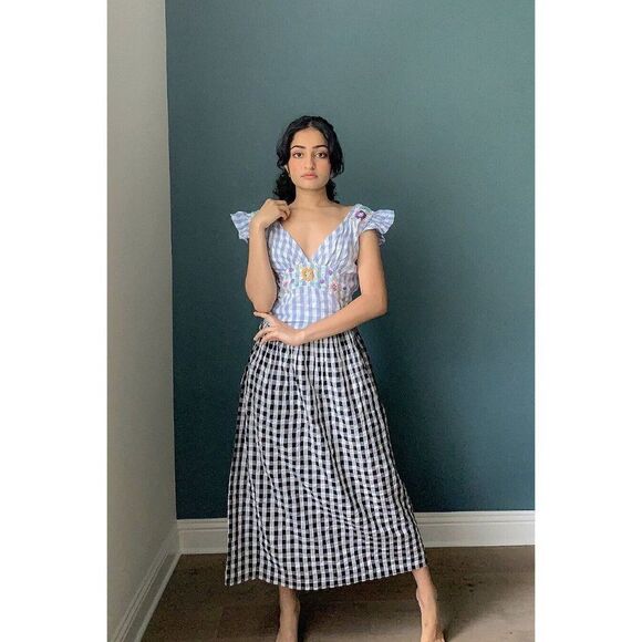 NWT FREE PEOPLE X TACH Sz XS ILENA EMBROIDERED GINGHAM PRINTED DRESS - Picture 5 of 6